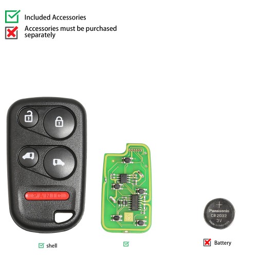 Xhorse XKHO04EN Wire Remote for Honda Type 4+1 Buttons With Sliding Door Button 5pcs/lot