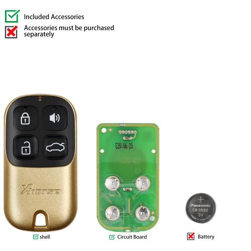 (UK Ship) Xhorse Universal Wire Remote Key 4 Buttons Golden Style XKXH02EN 5pcs/lot