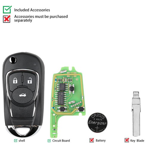 Xhorse XKBU03EN Wire Remote Key Flip 3 Buttons for Buick Style 5pcs/lot