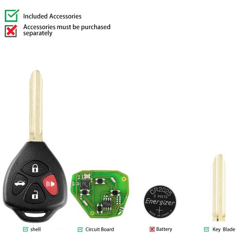 Xhorse Wire Universal Remote Key for Toyota Style Flat 4 Buttons XKTO02EN 5pcs/lot