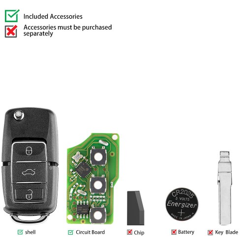 Xhorse Universal Wire Remote Key 3 Buttons XKB506EN 5pcs/lot
