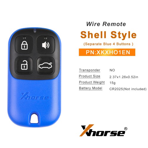 Xhorse Universal Wire Remote Key 4 Buttons Blue Style XKXH01EN 5pcs/lot