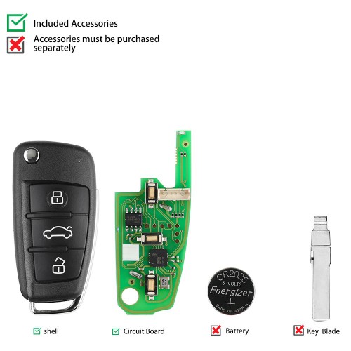 Xhorse XKA600EN Audi A6L Q7 Style Universal Remote Key 3 Buttons 5pcs/lot