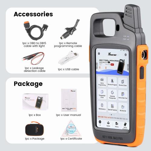 Xhorse VVDI Key Tool Max Pro With MINI OBD Tool Function Support Battery Voltage and Leakage Current