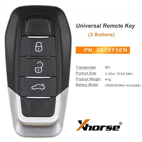 Xhorse XKFEF5EN FA.LL Folding Type Wired Remote Key 3 Buttons Bright Black 5pcs/lot