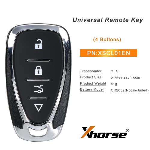 Xhorse XSCL01EN Smart Key 4 Buttons for Chevrolet Style 5pcs/lot
