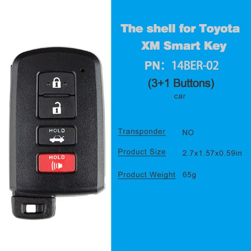 Key Shell for Toyota XM Smart Key 1742 Type 3+1 Buttons 5pcs/lot