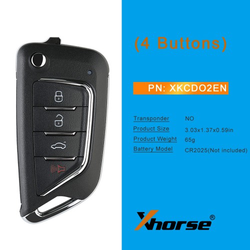 Xhorse XKCD02EN 4 Buttons Wire Remote for Cadillac Style 5pcs