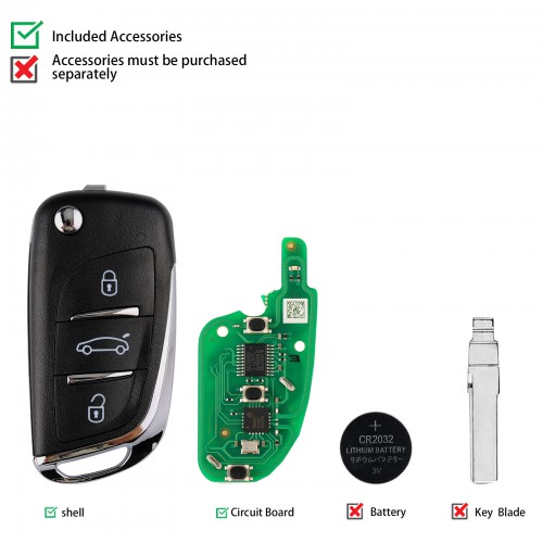 Xhorse XNDS00EN DS Style Wireless Universal Remote Key 3 Buttons XN002 5pcs/lot
