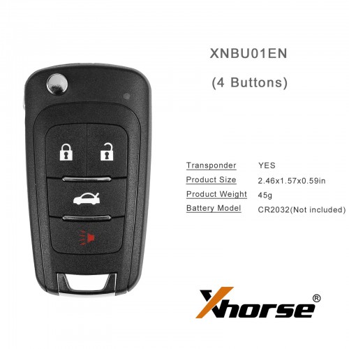 Xhorse XNBU01EN Wireless Remote Key For GM Flip Type 4 Buttons 5 pcs/lot