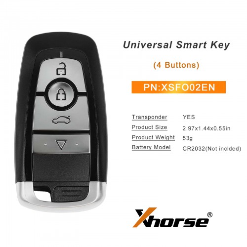 Xhorse XSFO02EN XM38 Series Smart Key for Ford Type 4 Buttons 5pcs/lot