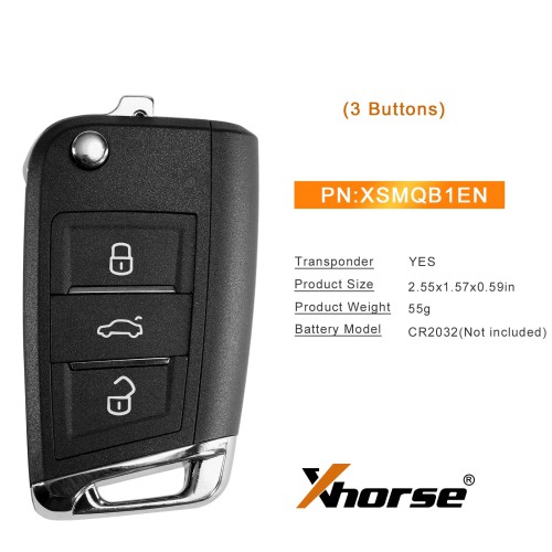 Xhorse XSMQB1EN Smart Remote Key MQB Style 3 Button 5pcs/lot