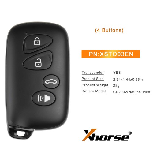 Xhorse XSTO03EN XM38 Toyota Smart Key 4 Buttons 5pcs/lot